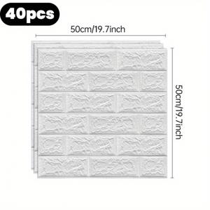 TEMU 흰색 자체 접착 벽돌 패턴 스티커, 벽돌 패턴 폼 벽 패널, 접착식 내마모성 벽 스티커 조합, 거실, 복도, 방 벽 개조 및 장식에 적합, 벽지 자체 접착, 벽 벽지 롤, 벽 스티커, 벽 장식용 벽화 접착제, 홈 벽 장식용 대형 자체 접착 벽 타투, 벽 스티커, 자체 접착 벽화 스티커