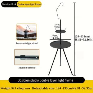 TEMU 등고등 홀더와 이중 레이어 접이식 디자인의 휴대용 야외 테이블 - 안정적인 메탈 삼각대가 특징이며, 스타일리시하고 캐주얼한 소형 커피 및 스낵 테이블은 마감 처리된 표면으로, 내마모성, 스크래치 방지 및 방진 기능이 있습니다.