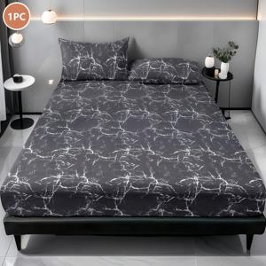TEMU 1개 대리석 무늬 소프트 침구, 깊은 포켓 통기성 매트리스 커버, 부드러운 통기성 원단, 홈 데코, 풀 사이즈, 더블 사이즈, 킹 사이즈, 퀸 사이즈, 세탁기 사용 가능, 학교 호텔 다양한 장면에 적합, 베개 커버 미포함