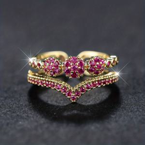 TEMU 여성용 조절 가능한 V자형 링 - 이중 레이어 개폐형 럭셔리 선물, 파티·웨딩·데일리웨어에 어울리는 우아한 V자형, 사계절 활용 가능한 액세서리