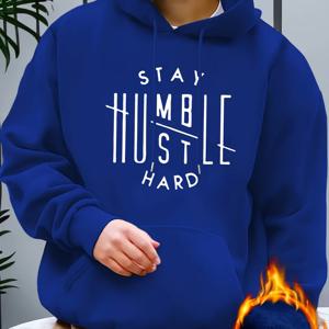 TEMU KOURRTER 남성용 헤비듀티 후드 스웨트셔츠 - 'Stay Humble Stay Hard' 슬로건 & 철조망 로고, 올시즌 스트리트웨어 풀오버, 프론트 포켓, 세탁기 사용 가능, 블랙/그레이/탄/네이비/다양한 색상 (동기부여 캐주얼 스웨터)