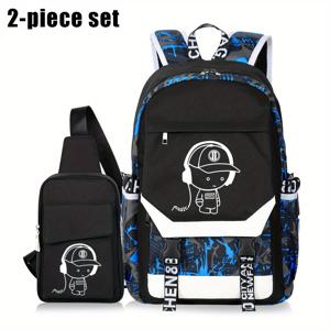 TEMU 2023 신제품 남성용 야광 기하학 백팩 - 고품질 대용량 TSA 승인 노트북 가방, 음악표 및 헤드폰 디자인, 대학 학생, 여행 및 일상 출퇴근을 위한 내구성 있는 폴리에스터, 모던 백팩 | 지퍼 클로저|노트북파우치