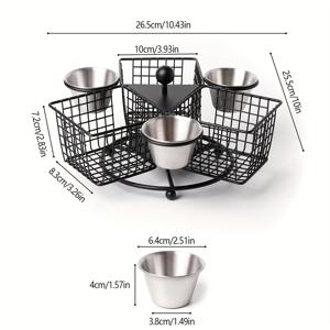TEMU 1개 회전식 프렌치프라이 바구니 딥핑 컵 포함 - 프렌치프라이, 양파링, 윙스용 내구성 스테인리스 식품 접촉 회전 시스템, 카운터탑/플로팅 선반용 프라이 바구니, 상업용 주방용