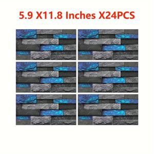 TEMU 6/12/24개 레트로 블루 필앤스틱 주방 욕실 비닐 백스플래시 벽 타일 전사 자체 접착 스티커 리퍼브 데칼 거실-요리대-화로-배경 벽 방수 PVC 빈티지 벽지 5.9 * 11.8 인치