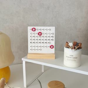 TEMU 달력 창의적인 나무 데스크탑 장식품 개인 맞춤 침실 책상 달력 장식