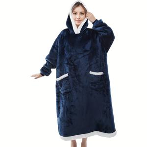 TEMU 오버사이즈 디자인의 고품질 플란넬 소재로 제작된 긴 후드 담요입니다. 내구성이 뛰어나고 통기성이 좋으며 편안함을 제공합니다. 휴대폰, 작은 물건을 보관하거나 손가락을 따뜻하게 유지할 수 있는 두 개의 포켓이 있습니다. 다용도 기능을 제공합니다: C