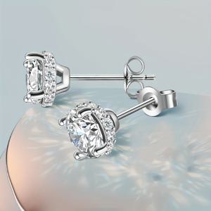 TEMU 925 실버 1카트 * 2 모이사이트 스타디어링 남성과 여성용, 커플용 저알러지 디자인, 파티용 트렌디하고 우아한, 클래식한 스타일, 캐주얼한 착용에 적합, 고급 , 유니크한 힙합 록 Y2K 선물, 엄마에게, 매일 착용하기에 완벽, 생일, 기념일, 데이, 크리스마스, 할로윈에 적합.|링귀걸이