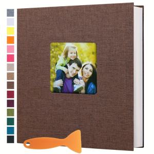 TEMU 1pc 대형 사진 앨범, 스크래퍼 1pc이있는 셀프 접착식 사진 앨범, 20 장 / 40 페이지, 아기 가족 기념일 결혼식 사진 저장을위한 간단한 대용량 사진 카드 케이스