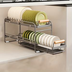 TEMU 주방 서랍, 찬장 및 선반용 1개의 언더싱크 정리함, 이동식 드레인 보드가 있는 풀 아웃 타입의 식기 건조대, 싱글 레이어 공간 절약형 수납 랙, 주방 정리용품 및 수납, 주방 액세서리|식기건조대|식기건조기|싱크대