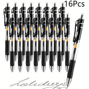 TEMU 포켓 클립이 있는 중성 볼펜 16개 세트, 검정 파랑 빨강 볼펜, 성인용 노트 쓰기용 블랙 볼펜, 학교 사무용품