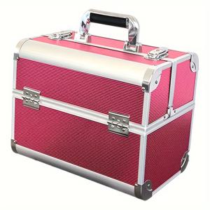 TEMU 전문가용 잠금 가능한 대형 합금 메이크업 케이스 - 키 잠금 & 분리형 내부, 내구성 강한 여행용 화장품 정리함 - 네일 , 헤어스타일리스트, 속눈썹 기술자, 전문가용 - 무취 & 뷰티 보관함