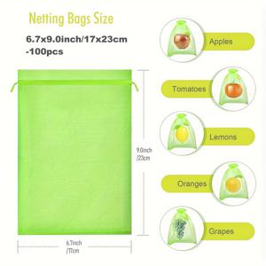 TEMU 오간자 과일 보호 가방, 끈이 있는 - 포도, 딸기, 레몬, 체리 등에 적합한 통기성 메쉬 방벽 - 내구성 있고 가벼운 정원용 그물