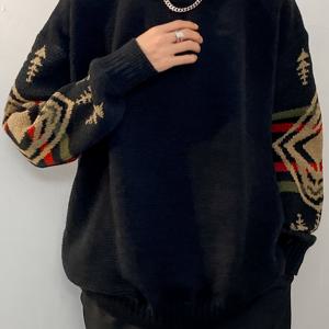 TEMU 템주진 - 사이드 슬리브 패턴과 트렌디한 등 디자인의 루즈핏 스웨터