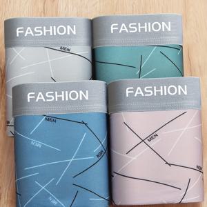 TEMU 4팩 남성 패션 박서 브리프, 고탄력 니트 소재, 기하학적 패턴, 부드러운 폴리에스테르 92%와 스판덱스 8%, 스포츠 및 일상복용을 위한 캐주얼 반바지 속옷|남성반바지