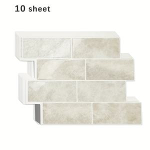 TEMU 3/5장 샤이니홈 3D 접착식 벽 타일 - 내열성 (벗겨지는 듯) 광택 화이트/그레이/베이지 백스플래시, 쉬운 설치 탈부착 욕실 & 주방 타일, 저유지보수 표면 커버링