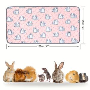 TEMU 2개 세트 세탁 가능한 기니피그 케이지 라이너 - 방수, 재사용 가능 & 초흡수 소변 패드, 귀여운 핑크 디자인, 토끼, 햄스터, 쥐와 같은 작은 동물용 미끄럼 방지 침대 - 24인치 x 47인치