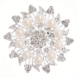 TEMU 라인스톤과 진주 악센트가 있는 우아한 꽃 브로치 핀, 여성 의류 액세서리용 합금 꽃 코사지 스카프 버클, 공식 행사나 주목받는 아이템에 완벽, 의류 장식 | 반짝이는 주얼리 | 복잡한 디자인