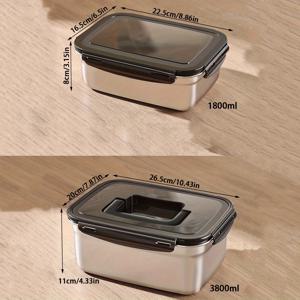 TEMU 2피스/3피스 또는 4피스 뚜껑이 있는 식품 보관용기, 냉동실 사용 가능한 스테인리스 주방 수납함 – 과일·채소(피클병으로 적합), 고기 및 해산물, 쌀을 위한 필수 작은 가전제품|냉동고