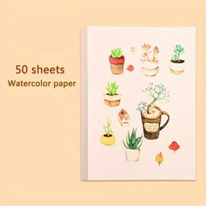 TEMU 50매입 두꺼운 수채화 용지 | 초보자 및 고급 아티스트를 위한 전문가용 드로잉 및 페인팅 용지, 내구성이 뛰어난 스파이럴 바인딩 스케치북 필수품