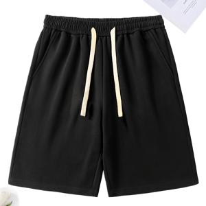 TEMU 남성용 애슬레틱 쇼츠 - 가벼운 베이지 색상 드로스트링 허리, 루즈핏 러닝 & 트레이닝 비치 쇼츠 - 캐주얼 및 스포츠 웨어, 야외 활동용, 심플 패턴, 매끄러운 질감, 액티브 라이프스타일