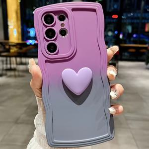 TEMU 휴대폰 케이스 - 그라데이션 3D 하트 디자인, 삼성 S24, S23/S22 호환, 해외 수출용 트렌디하고 패셔너블한 케이스
