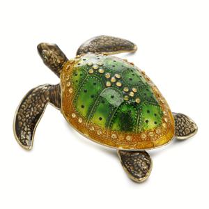 TEMU 장인 정신으로 제작된 해파리 거북이 보석 상자, 장식용 힌지 거북이 보관함, 반지, 귀걸이 및 목걸이를 위한 독특한 미니 정리함, 레트로 보석 장식 보관함, 홈 데코레이션용 수집용 피규어|물고기반지
