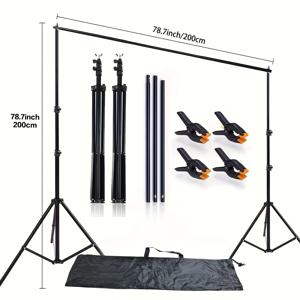 TEMU 사진 스튜디오, 파티, 결혼식용 조절 가능한 배경 스탠드 - 7x7ft/2x2m 크로스바 3개, 클램프 4개 및 풍선 아치 지지 키트 포함