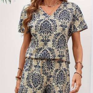 TEMU 여성용 바지 포함 의류 세트|반팔블라우스