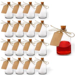 TEMU 웨딩/파티 선물용 50ml 미니 유리병 16개 세트, 코르크와 끈, 종이 태그 포함, 소원 병, 장식 DIY 아트 병, 엘릭서 바이알