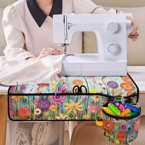 TEMU 컬러풀 프린트 재봉틀 매트, 재봉틀 패드 정리함, 재봉틀 액세서리용 패드 정리함 (소형 실린더 포함)