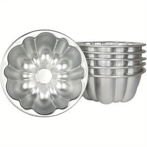 TEMU 꽃 모양의 알루미늄 합금 몰드 6개 세트. 에그 타트, 푸딩, 컵케이크, 머핀 제작에 적합하며, 찜과 베이킹을 위한 논스틱 디자인입니다.