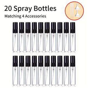 TEMU 20개+4 액세서리 5ml 미니 향수 스프레이 유리병, 스프레이 병 20개, 깔때기 2개, 드로퍼 2개 포함, 재충전 가능한 화장품 여행 샘플 아토마이저 향수 병, 거실 홈 침실 욕실 집 장식, 여행 용품, 결혼식, 파티, 생일, 남성 선물, 엄마 아빠 친구, 새해, 액세서리, 재미있는 선물
