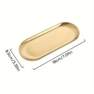 TEMU 브라스 바니티 트레이 1개 - 타원형 비전기 화장품 보석 정리함, 향수 메이크업 보관함, 우아한 스펀지 비누 받침대, 욕실 액세서리 디스플레이, 가정 장식 악센트