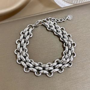 TEMU 1개 펑크 방수 금도금 스테인리스 스틸 팔찌 (여성, 남성용), 굵은 큐바 체인 디자인으로 대담한 패션을 연출합니다. 파티, 빈티지 스타일, 어버이날 또는 발렌타인데이 선물로 이상적입니다.