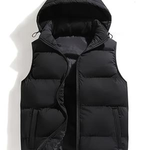 TEMU 여성용 가을/겨울 후드 아온 베스트, 루즈핏 단색 민소매 코트, 질렛.