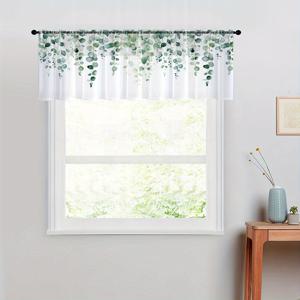 TEMU 1개 커튼 탑/2개 시어 커튼, 노르딕 그린리 워터컬러 잎사귀 디자인, 로드 포켓 빛 차단 드레이프 - 침실 사무실 주방 거실 스터디룸 홈 데코