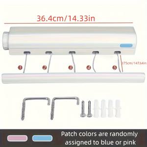 TEMU 3.75미터 수납식 건조줄 5줄 실내외 사용 가능한 투명 플라스틱 세탁 브러시, 욕실, 침실, 발코니, 거실, 임대 주택에서 옷, 바지, 수건 건조에 사용 가능한 수축식 옷건조대, 옷줄