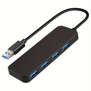 TEMU 컴팩트 4포트 USB 3.0 허브 - 데스크탑, 노트북, Xbox, 플래시 드라이브 등을 위한 휴대용 멀티- 익스텐더