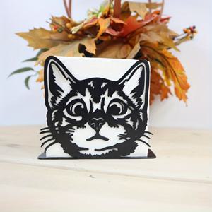 TEMU 1개 주철 고양이 모양의 냅킨 & 페이퍼타월 홀더 - 검정색과 흰색 Tabby Cat 디자인, 검은 눈동자가 있는 내구성 있는 수직 수납대 (부엌/식탁/데스크탑용) - 공간절약형 장식적인 오거나이저로 홈&사무실, Holiday Decor(할로윈, 크리스마스, 추수감사절, 아버지날) 에 완벽한 현대적인 주방·다이닝 액세서리