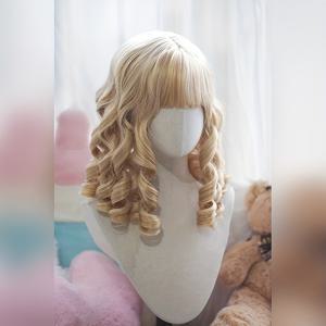 TEMU 16인치 컬리 웨이브 시뮬레이션 헤어 윙과 앞머리, 리본이 달린 빈티지 스타일, 탕 롱 섬유, 성인용, 로즈 넷 캡, 코스프레, 의상 파티, 할로윈, 모든 연령 - 스타일 코스프레 윙