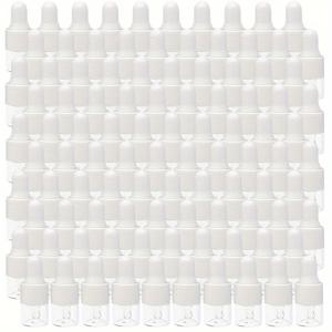 TEMU 100개 1ml 유리 드로퍼 병 - 향수와 오일 샘플용으로 손세탁 전용, 향이 없는 라운드 형태의 여행용 사이즈와 흰색 플라스틱 드로퍼|향수