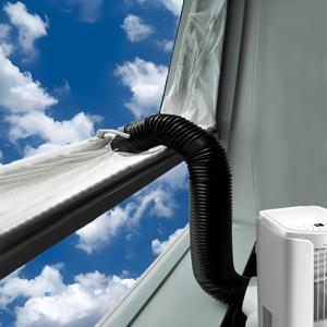 TEMU 3M 118.1인치 외벽 창문 밀봉 키트 (모바일 에어컨 및 다리미용), 열풍 차단을 위한 범용 AC 창문 밀봉, 지퍼 및 접착 패스너가 있는 휴대용 창문 키트, 드릴 불필요, 배터리 불필요, 간편한 설치