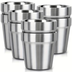 TEMU 4/8개 스테인리스 스틸 맥주잔 - 스택 가능한 텀블러 메탈 컵, 커피 컵/차 컵/맥주잔, 야외 여행, 캠핑 및 일상 사용에 적합 (6oz/10oz)