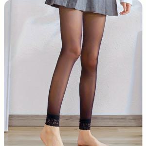TEMU 여성용 초박형 9/3 길이 레이스 트림 팬티 스타킹 - 스위트 누드 컬러, 통기성 및 편안함, 세탁기 사용 가능, 여름 의상에 적합, 레이스 트림 팬티 스타킹