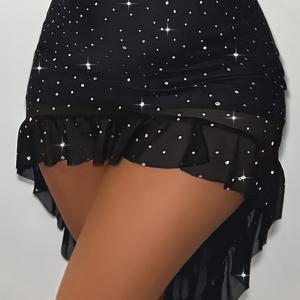 TEMU 섹시 메쉬 불규칙 힙 스커트 나이트클럽 퓨어 디자이어 스타일 슬림핏 스커트