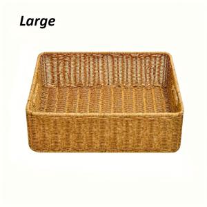 TEMU 일체형 손잡이와 내장형 철제 프레임이 있는 인조 라탄 직조 수납 바구니 1개. 다양한 크기로 제공되며 주방, 욕실, 침실 및 거실에 적합하며 선반 바구니입니다.