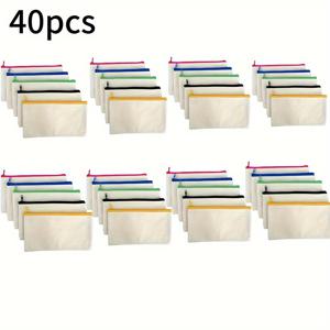 TEMU 10/20/40개 지퍼 파우치, 다기능 빈 DIY 공예 가방 - 홈 여행용 필통 케이스 및 대학 준비물, 사무실 액세서리, 랜덤 색상