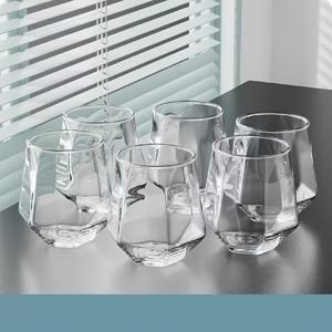 TEMU 300ml, 6개 세트, 기하학적 유리컵, 맥주 머그 및 위스키 글라스, 뜨거운 음료와 차가운 음료에 적합, 과일 주스, 우유, 차 등용. 범용 음료 컵. 간단한 스타일은 가정 및 호텔 케이터링 사용에 적합합니다
