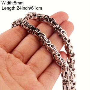 TEMU 힙합 남성 목걸이, 쿠바 304 304 스테인리스 스틸 목걸이, 비잔틴 목걸이|남자목걸이