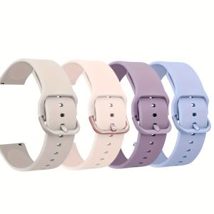 TEMU 5 프로/ 4 & 3 /워치 4 클래식, 기어 S3&S2 액티브 2, 20mm 및 22mm 밴드 호환 스포츠 스트랩 4개 세트 (46mm, 45mm, 44mm, 42mm, 41mm, 40mm) 삼성 스마트워치 교체용 손목 밴드 액세서리